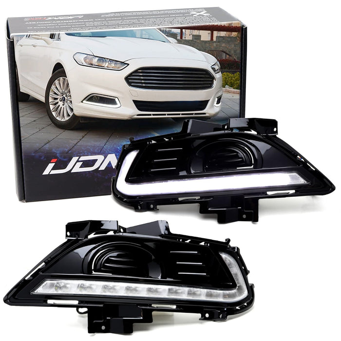 Direct Fit 16-LED Daytime Running Lights DRL Fog Lamps Kit For 13-16 Ford Fusion