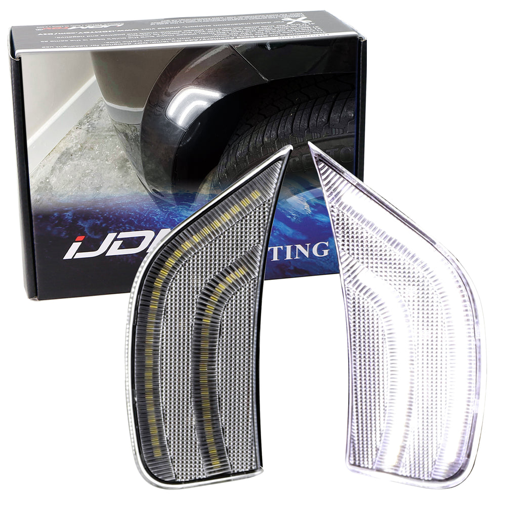 Clear Lens White Double-Stripe LED Side Markers For 21+ Suburban/Yukon/Escalade