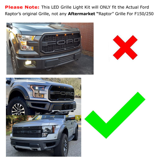 3pcs Smoked 12-SMD Xenon White LED Front Grille Running Lights For Ford Raptor