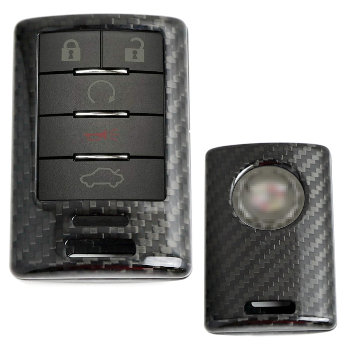 Real Carbon Fiber Black Key Fob Cover compatible with Cadillac Escalade