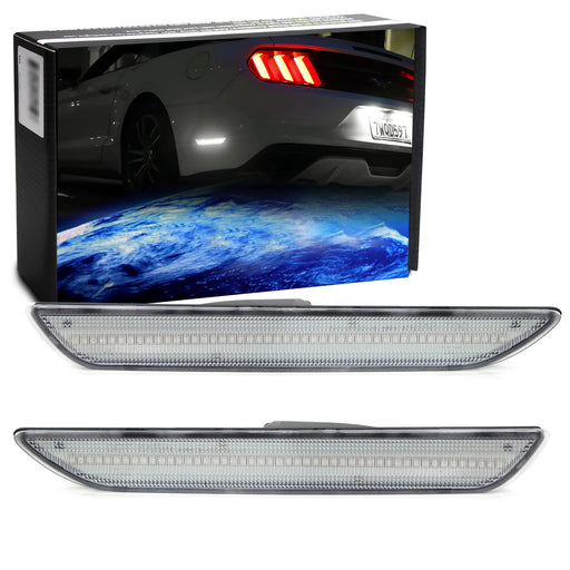 Semi-Clear Lens White Full LED Rear Side Marker Lights For 2015-23 Ford Mustang