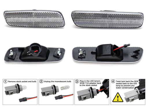 4pc Clear Lens Amber/Red Full LED Front/Rear Side Markers For 01-05 Lexus IS300