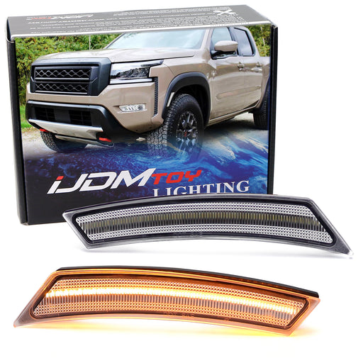 Clear Lens Amber Full LED Front Side Marker Light Kit For Nissan 2022+ Frontier