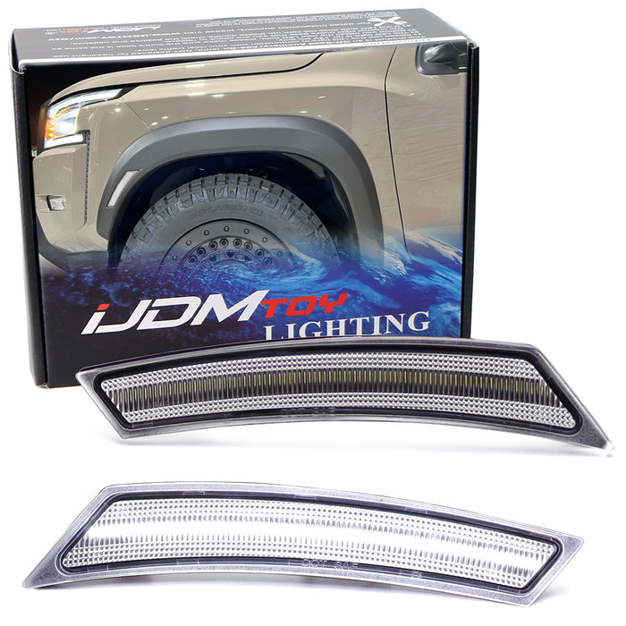 Clear Lens White Full LED Front Side Marker Light Kit For Nissan 2022+ Frontier