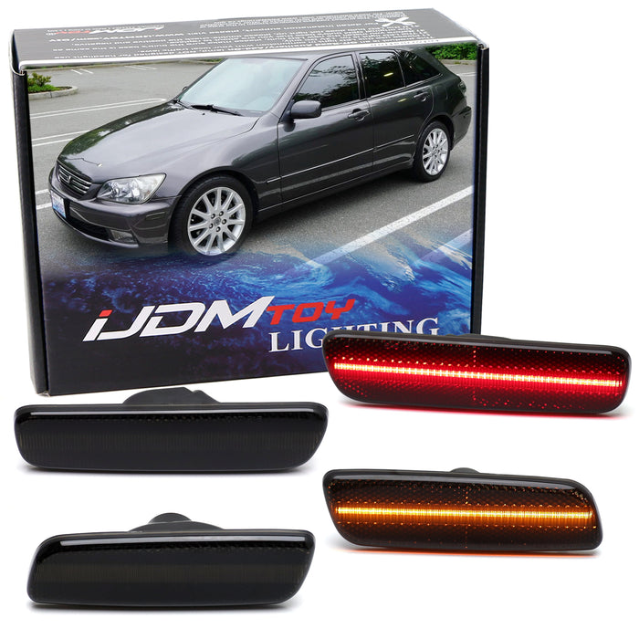 4pc Smoked Lens Amber/Red Full LED Front/Rear Side Markers For 01-05 Lexus IS300