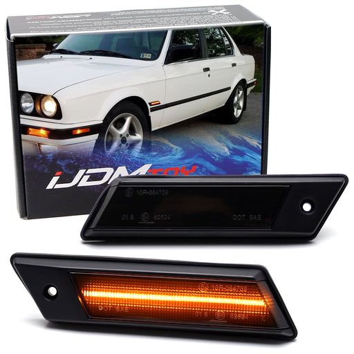 Euro-Spec Smoked Lens Full LED Fender Side Marker Lights For BMW E30 3s E28 5s