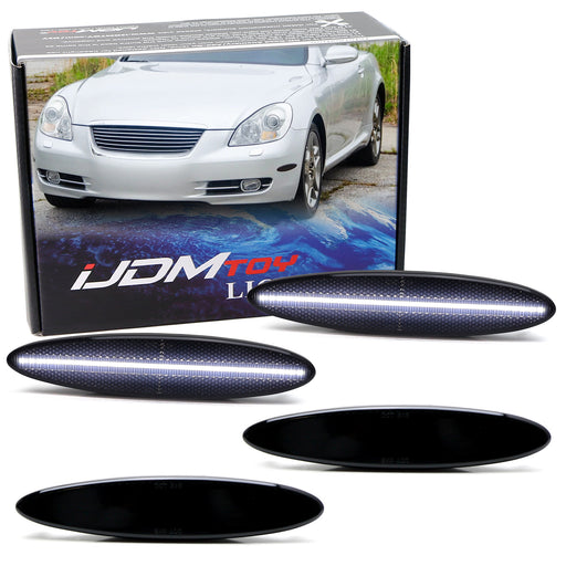 Smoked 4pc White Full LED Strip Front/Rear Bumper Side Markers For Lexus SC430