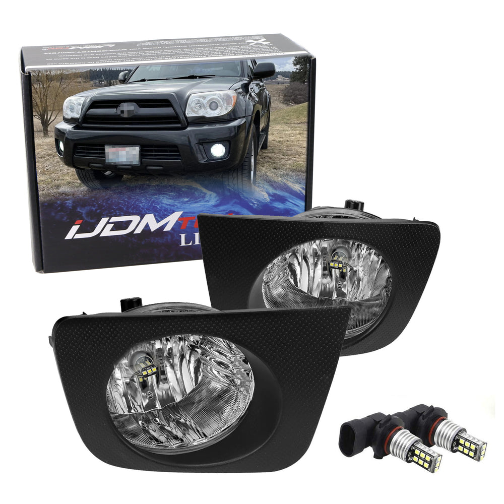 Clear Lens Fog Lamp Kit w/White LED Replacement Bulbs For Toyota 2006-09 4Runner