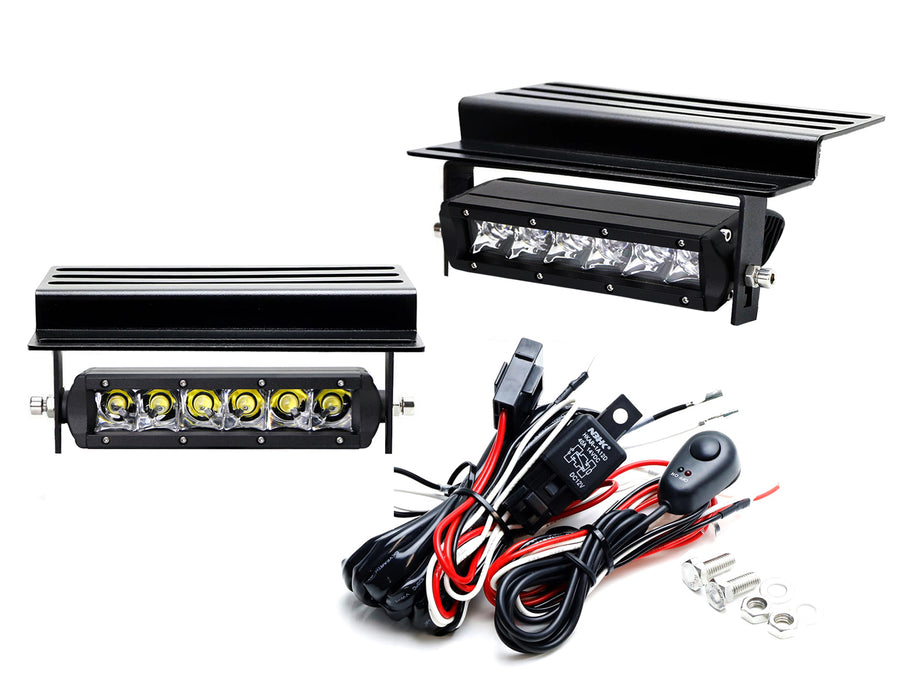 Modular Bumper Mount 6" Mini-SR LED Light Bars w/ Relay Brackets For Ford Bronco