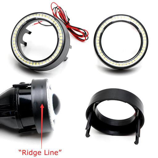 Black Shroud w/White 40-SMD LED Halo Ring Angel Eyes For Fog, Headlight Retrofit