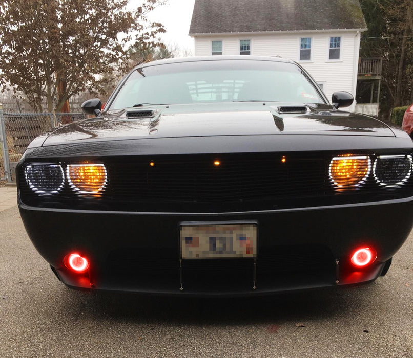 Black Shroud w/ Red 40-SMD LED Halo Ring Angel Eyes For Fog, Headlight Retrofit