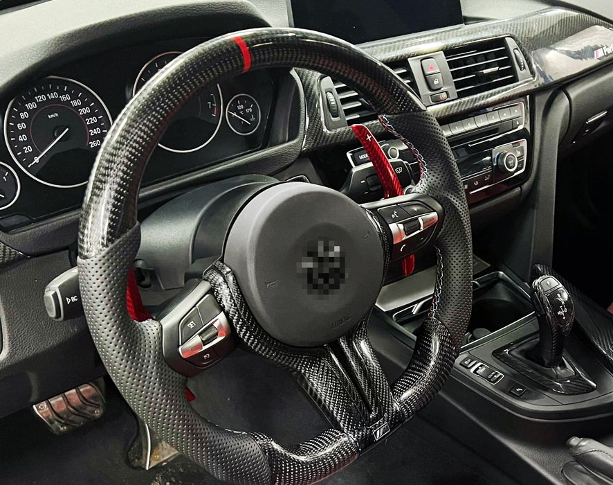 Red M Competition Style Carbon Fiber Paddle Shifter For BMW Gxx 3 4 5 X5 X6 X7