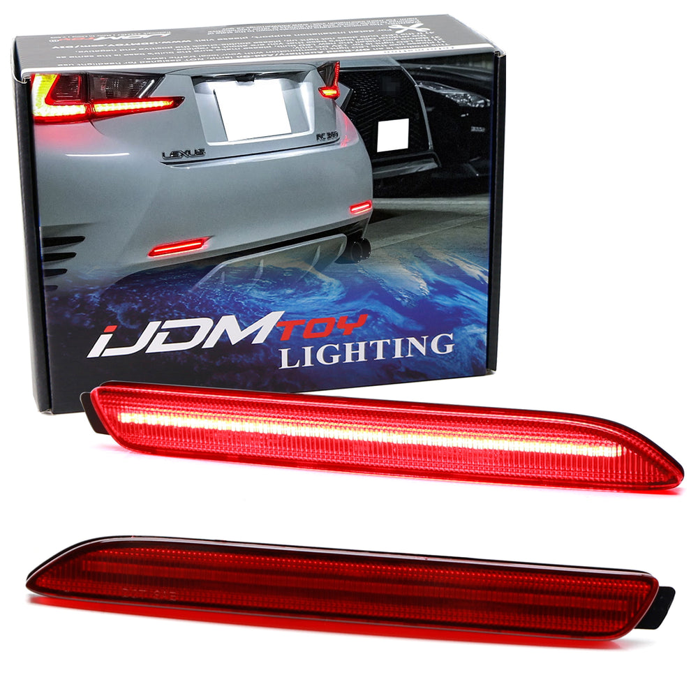 Dark Red Lens LED Strip Rear Bumper Reflector Lights For Lexus IS-F RC NX RX GX