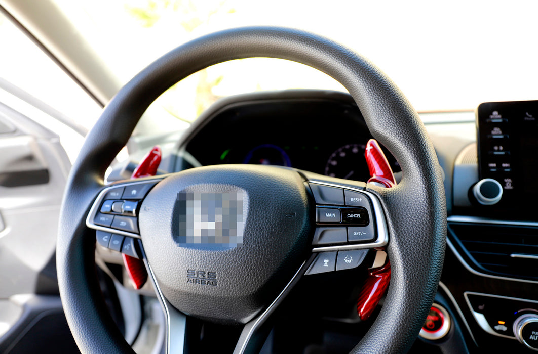 Red Real Carbon Fiber Large Paddle Shifter Kit For 22+ Civic Accord CRV Integra