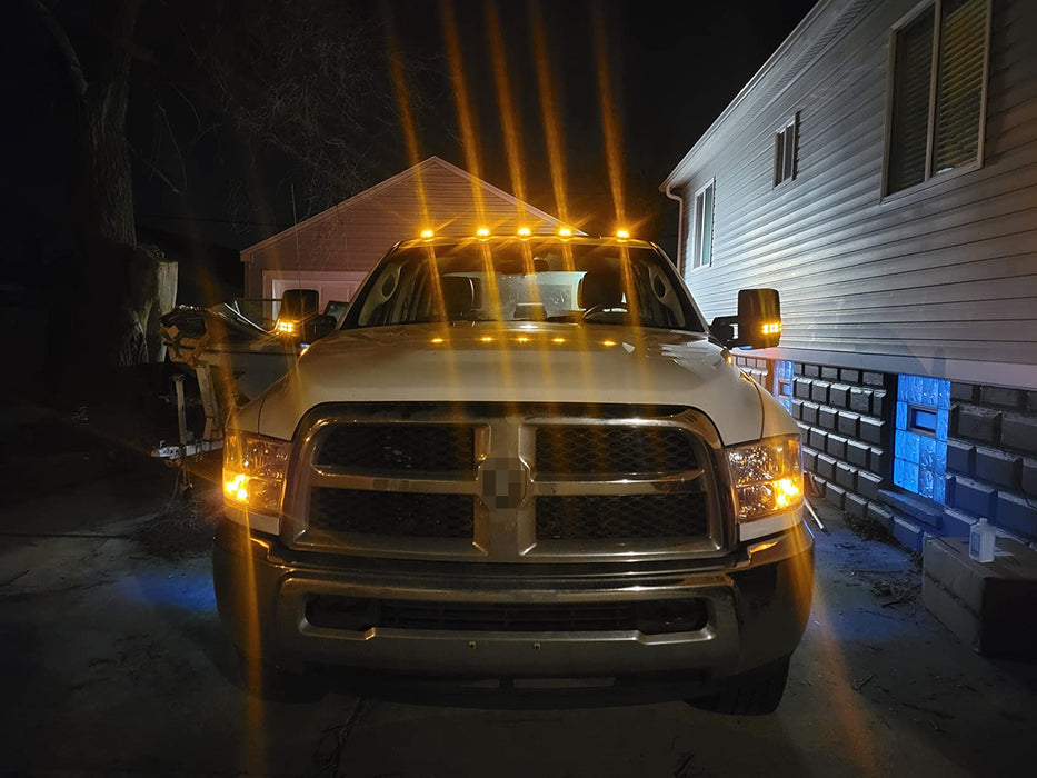 5pc Set Smoked Lens Truck Cab Roof Lights w/ Amber LED Bulbs For Truck SUV 4x4