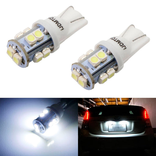 (2) White 360-degree shine 168 194 2825 T10 LED Bulbs For License Plate Lights