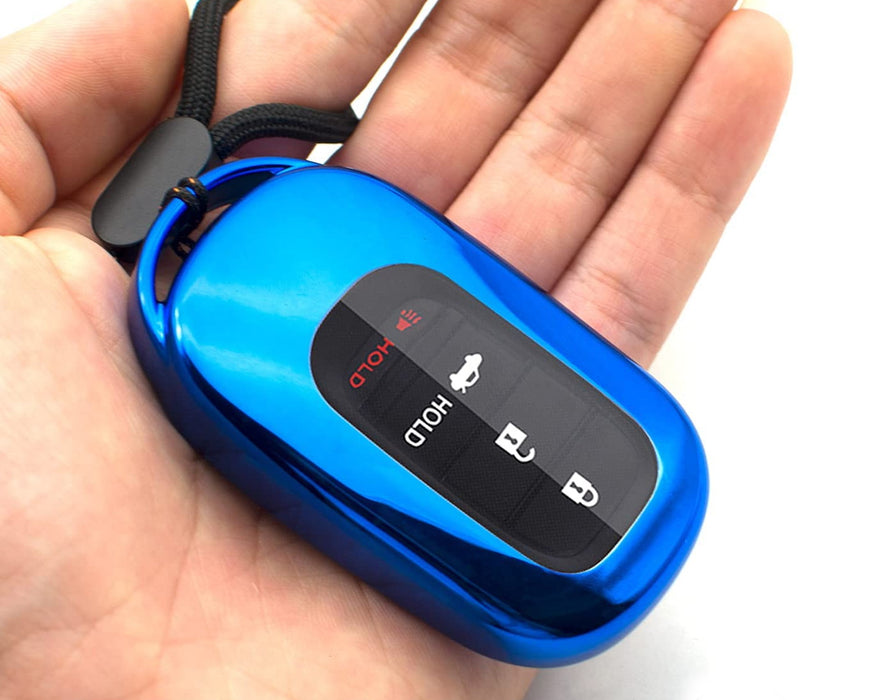 Blue Front & Back Full Coverage TPU Key Fob Case For 2022-up Honda Accord Civic