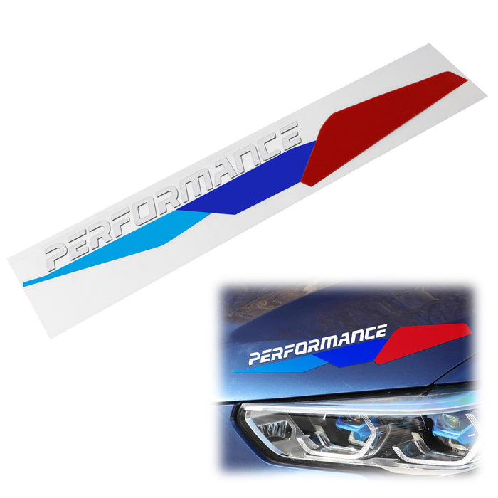 Iconic M-Sport Tri-Color Stripe w/ Grey/White Lettering Vinyl Sticker For BMW