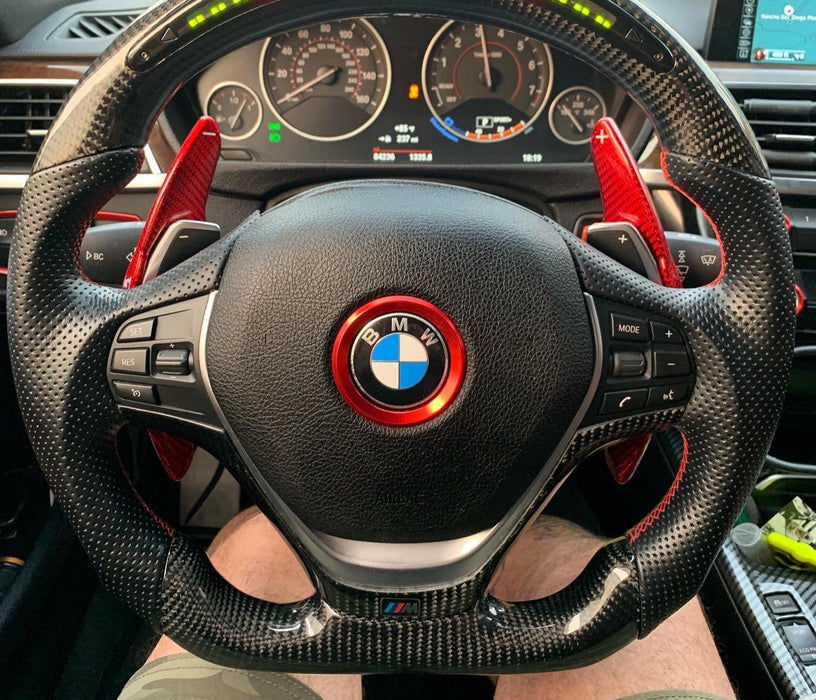 Red Carbon Steering Wheel Paddle Shifter Extension For BMW 2 3 4 X1 X3 X4 X5 X6