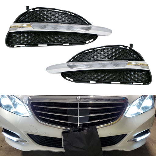 Direct Fit 10W LED Daytime Running Lights For 13-15 Mercedes E350 Regular Bumper