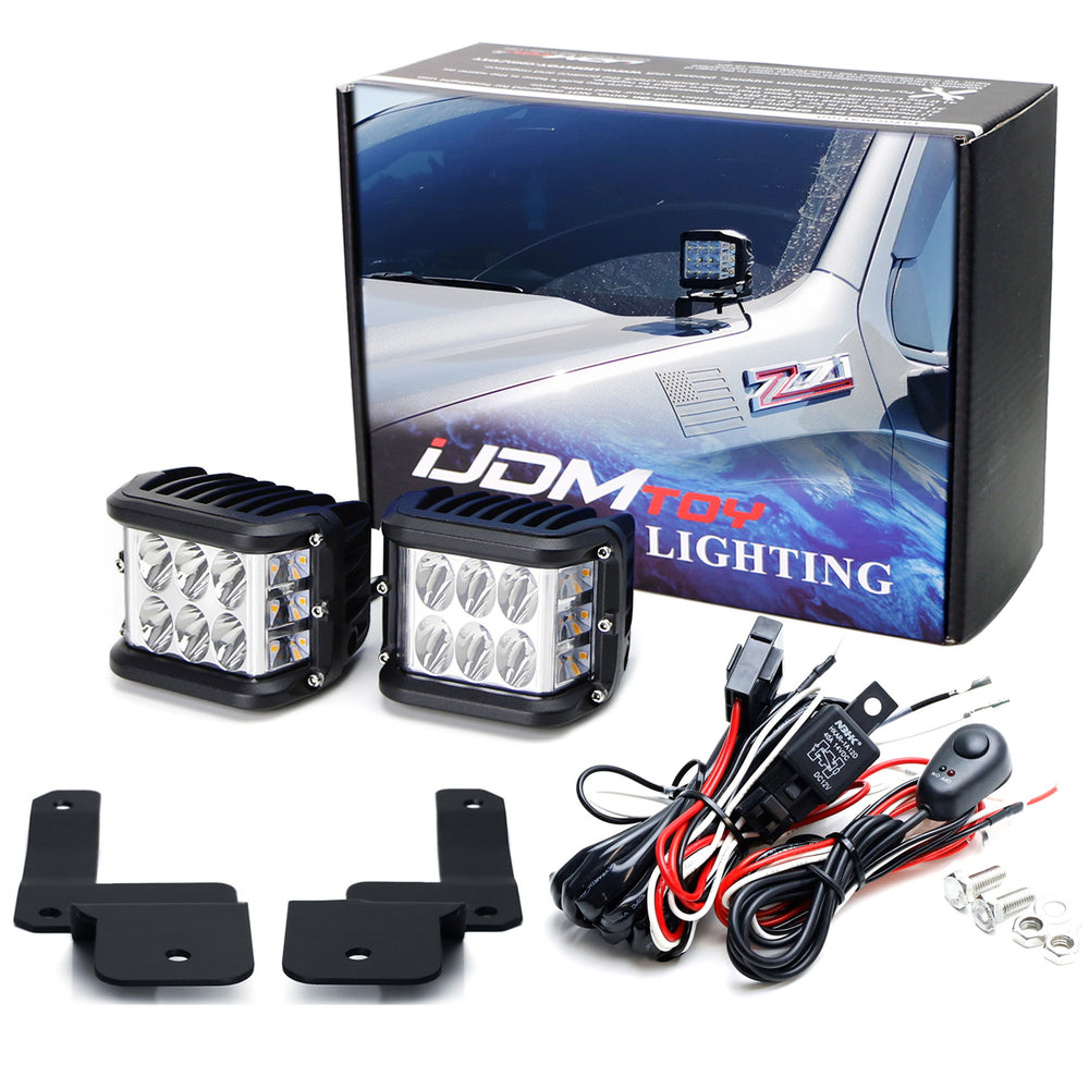 White/Amber SS LED Hitch Pod Light Kit w/Bracket/Relay For 19+ Silverado/Sierra