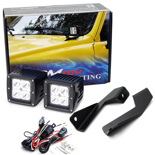 40W LED Ditch Light Kit w/ Hood Edge Mount Bracket Relay For Toyota 4Runner T100