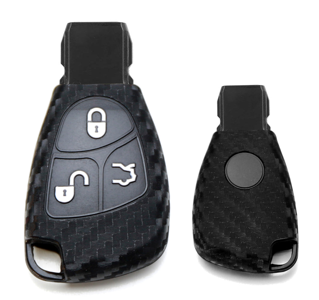 "Carbon Fiber" Style Silicone Key Fob Cover For Mercedes Gen1 C E S G CL Keyless