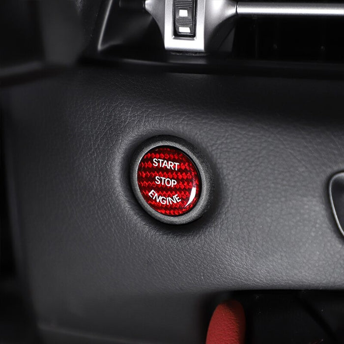 Red Real Carbon Fiber Engine Start/Stop Push Button Cover For Toyota Supra A90