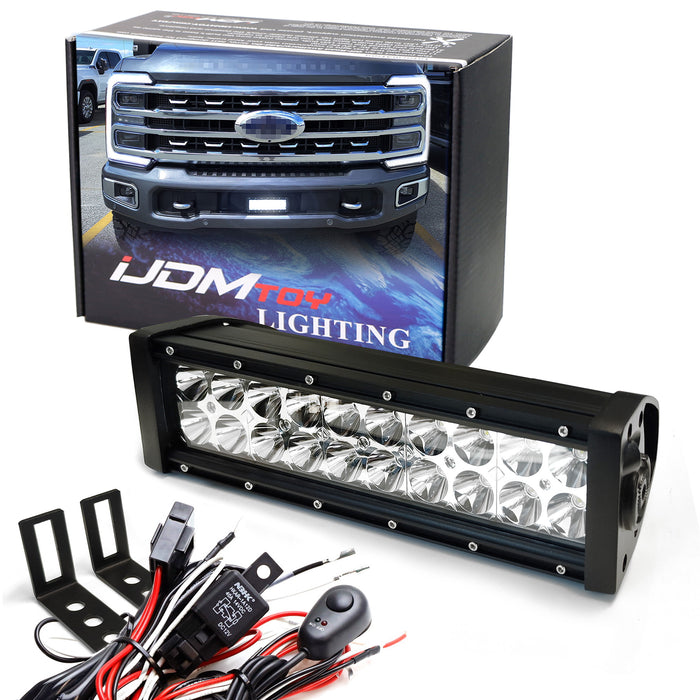 Lower Bumper Opening 12" LED Light Bar Kit w/Brackets, Relay For 22-up Ford F250