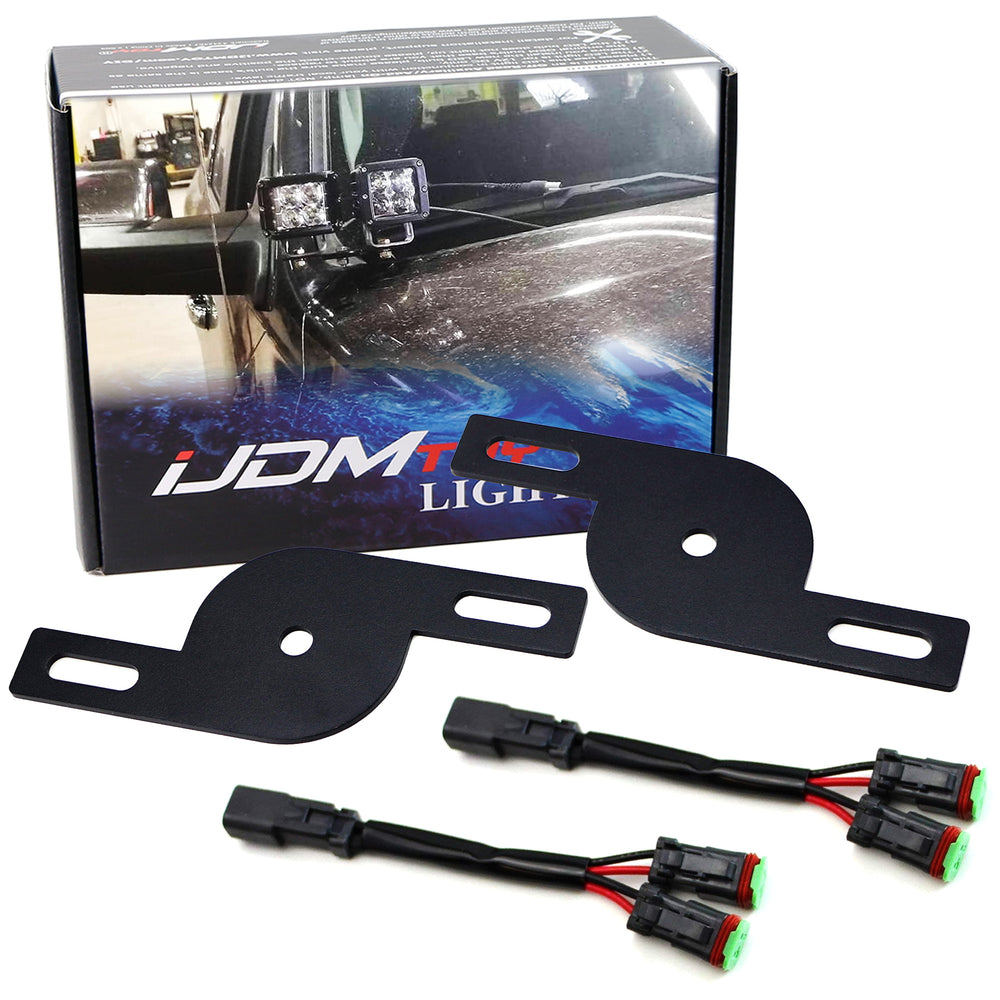 Dual Ditch Light Adapter Brackets + Y-Splitter DTP Connectors For Truck SUV Jeep