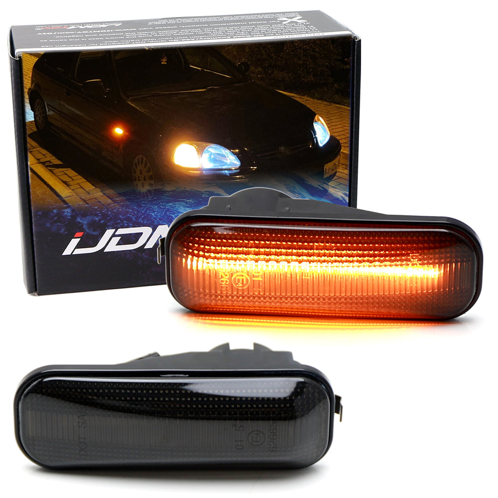 JDM-Spec Smoked Amber LED Fender Side Marker w/ Wires For 1996-01 Civic EK EJ EM