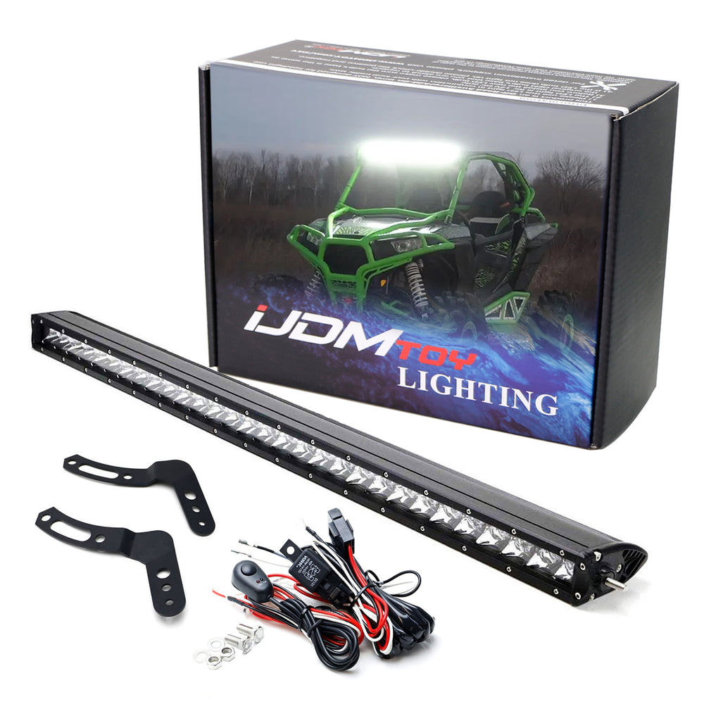 Front Rollbar Mount 30" LED Light Bar Kit w/ Bracket Relay For 11-18 Polaris RZR