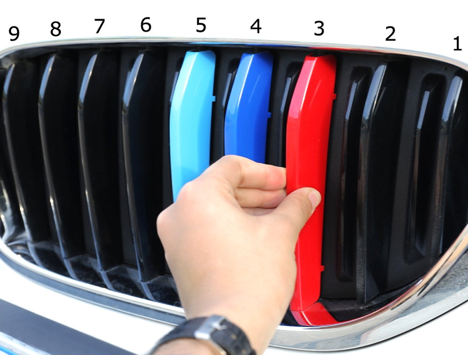 ///M-Colored Grille Insert Trims For 17-20 BMW G30/G31 5 Series w/ 9-Beam Grill