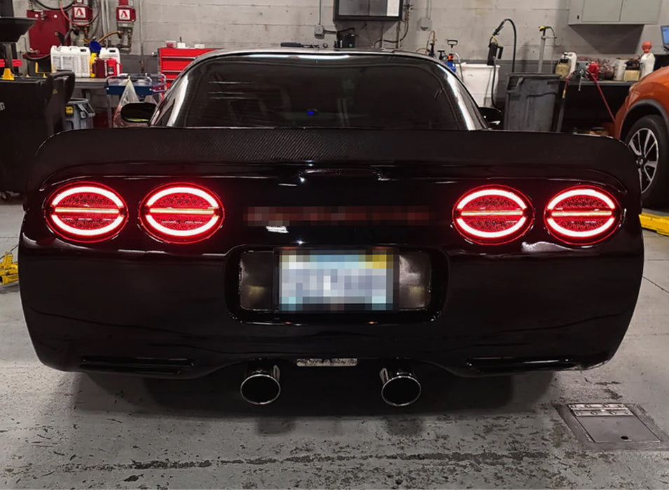 Smoke Lens Full LED Halo/Laser Tail Lights w/Hyper Flash Bypass For C5 Corvette