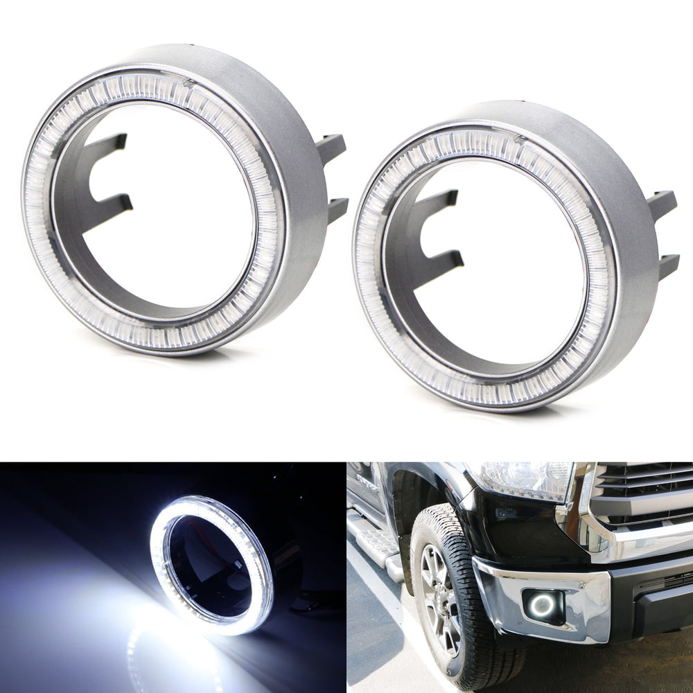 White 40-SMD LED Angel Eyes Halo Rings w/ Shroud For Fog Lights Retrofit DIY