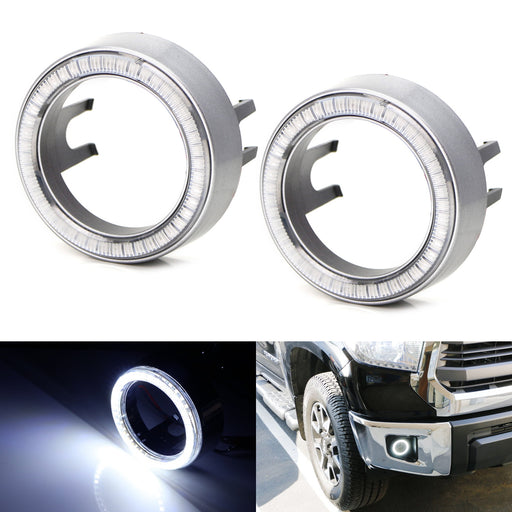 White 40-SMD LED Angel Eyes Halo Rings w/ Shroud For Fog Lights Retrofit DIY