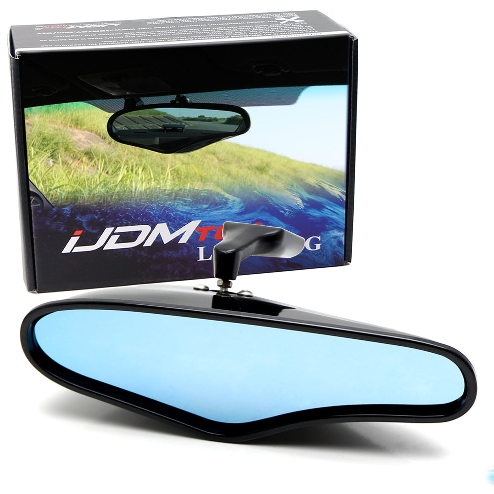 Black Interior Rearview Mirror w/Blue Glass For Acura Honda Mazda Toyota Nissan