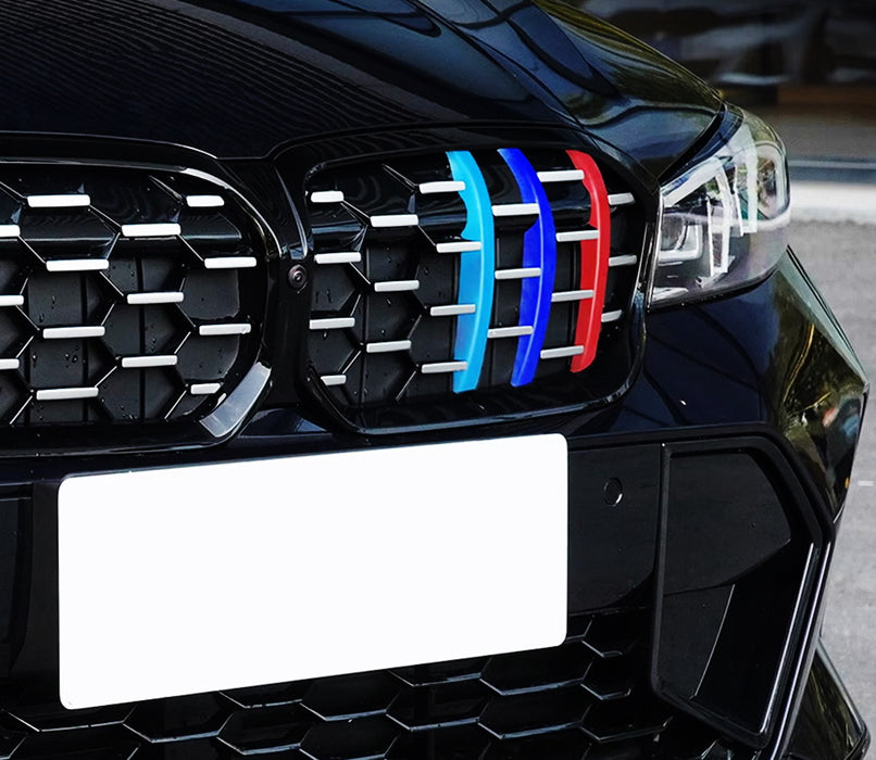 ///M-Color Stripe Diamond Shape Grille Insert Trims For 23+ BMW G20 3 Series LCI