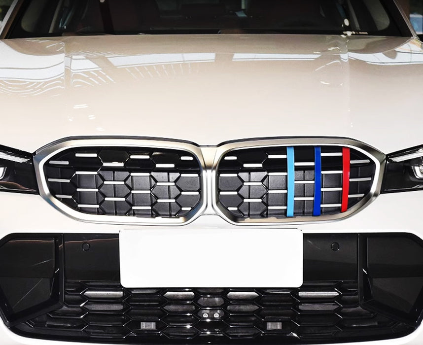 ///M-Color Stripe Diamond Shape Grille Insert Trims For 23+ BMW G20 3 Series LCI