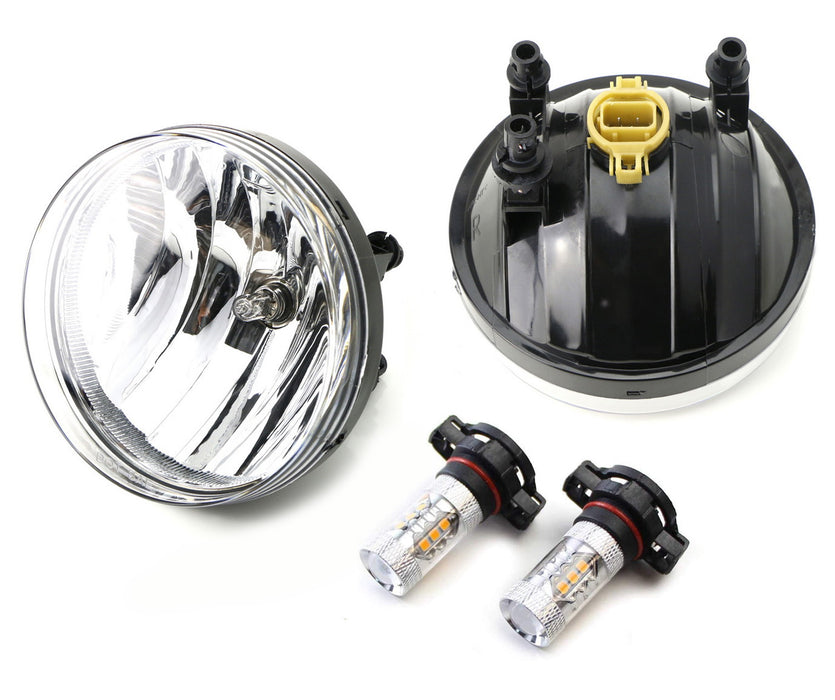 Clear Lens Fog Lamps w/ 15-SMD Gold Yellow LED Bulbs For 07-13 GMC Sierra Truck