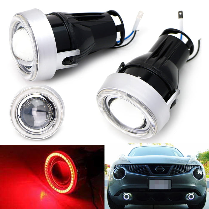 3" Projector Fog Light Lamps w/ Super Red 40-LED Halo Angel Eyes Rings For Car