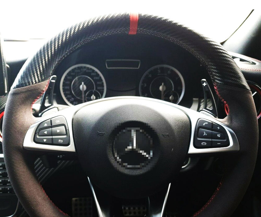 Twill-Weave Carbon Style Steering Wheel Paddle Shifter For Benz W204 W212 W218