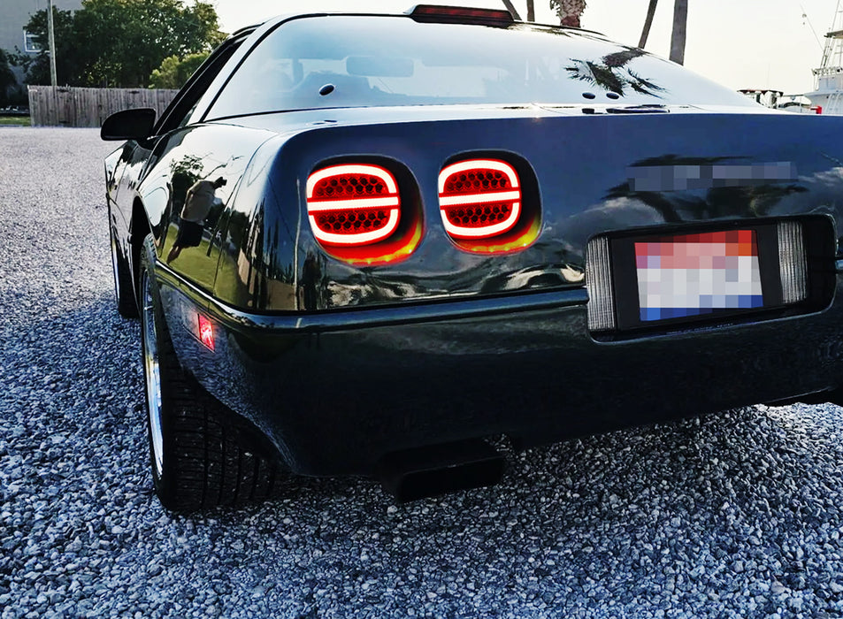 Clear Lens w/Black Interior Full LED Halo/Laser Tail Lamps For 90-96 C4 Corvette