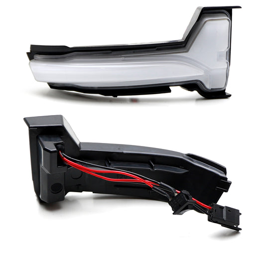 White Lens Sequential Blink Amber LED Side Mirror Lights For Ford Edge MK4 Focus