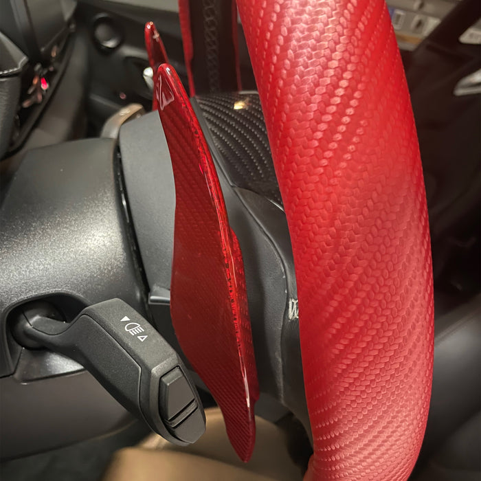 Red Carbon Steering Wheel Paddle Shifter Extensions For Toyota 2020-up Supra GR