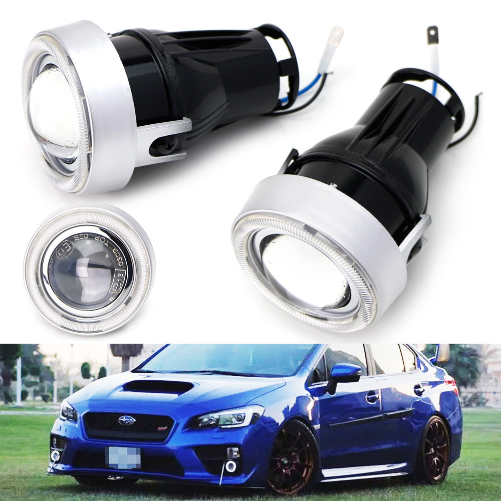 3" Projector Fog Light Lamps w/ 7000K White LED Halo Angel Eyes Rings For Car