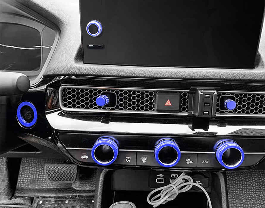 8pcs Blue Aluminum AC, Air Vent, Audio Volume Switch Covers For 22+ Civic Accord