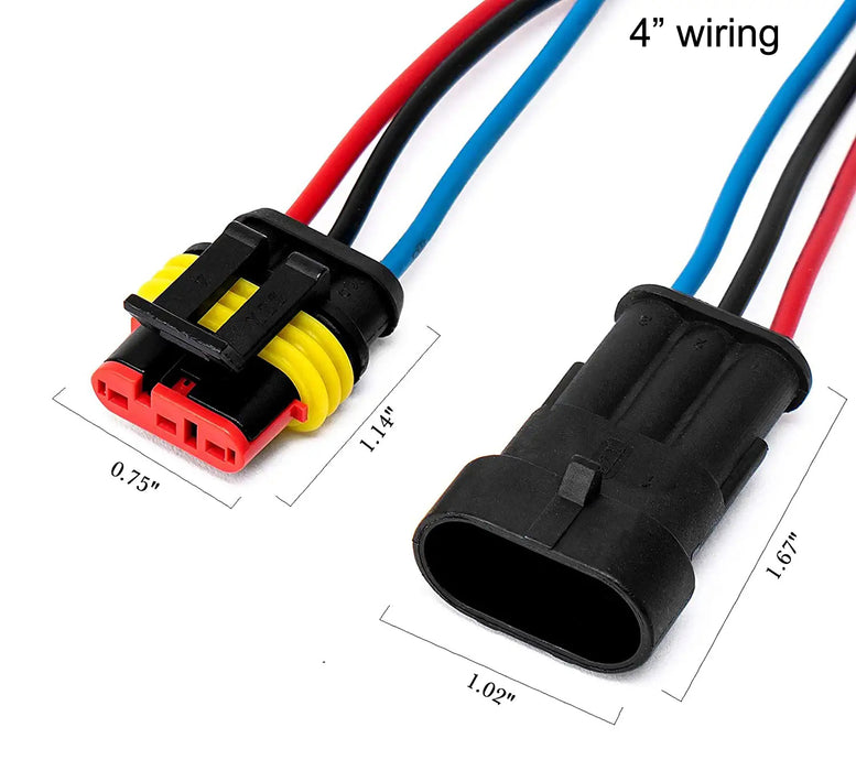 5" 3-Wire Conduct-Tite Male/Female Waterproof Connectors w/18 AWG Pigtail Wires