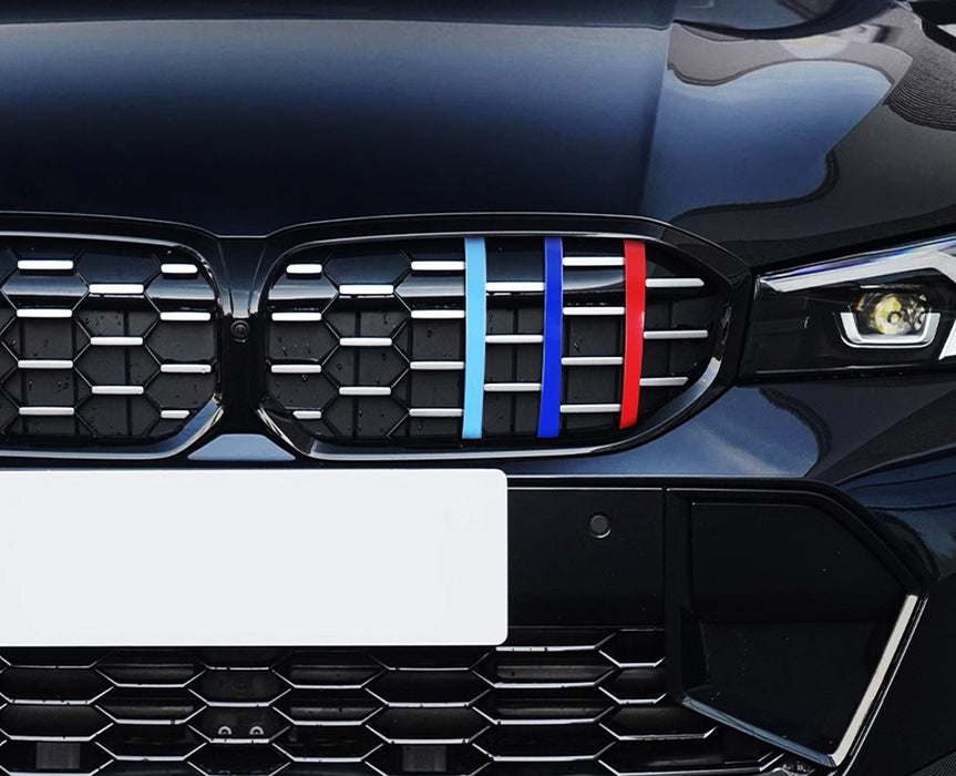 ///M-Color Stripe Diamond Shape Grille Insert Trims For 23+ BMW G20 3 Series LCI