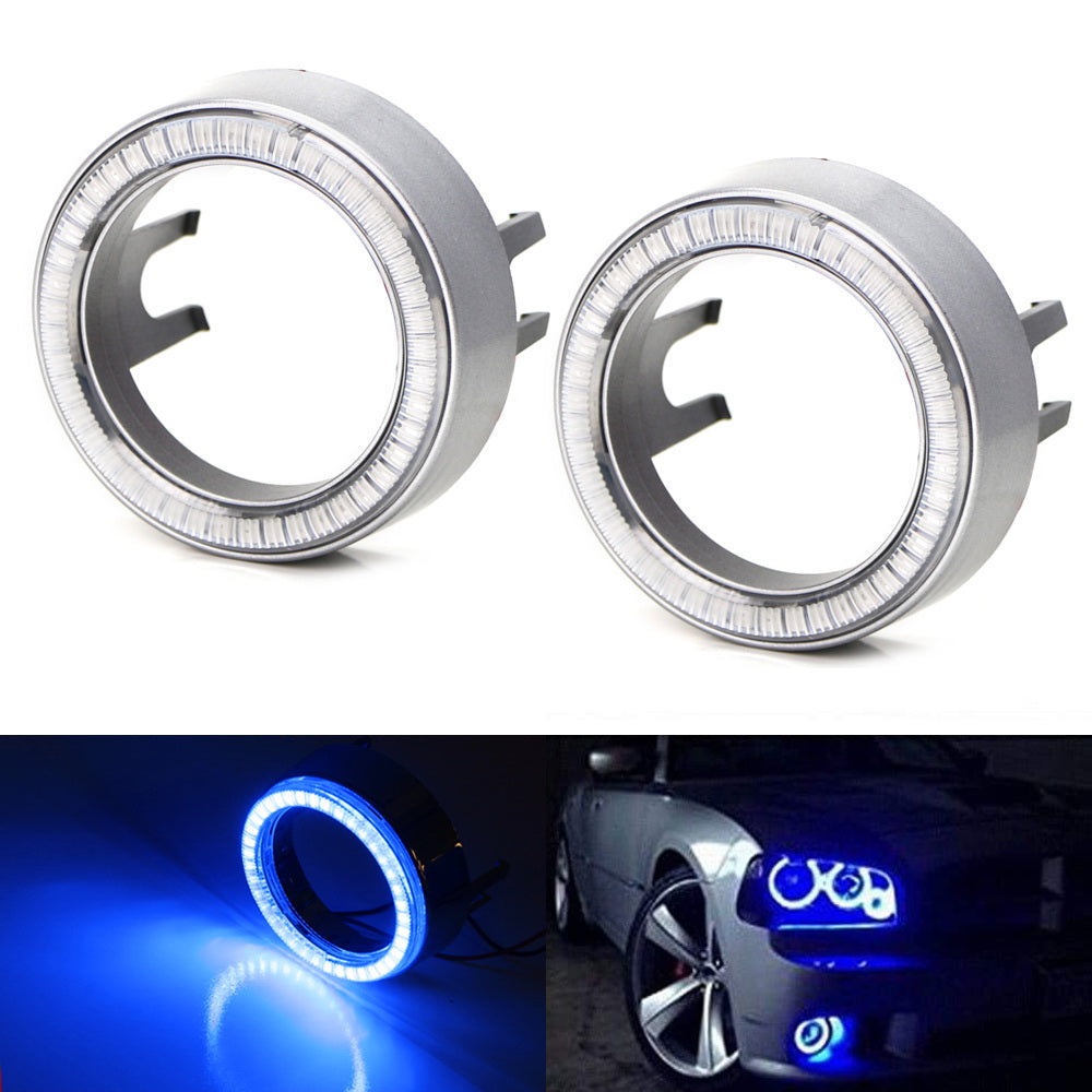 Blue 40-SMD LED Angel Eyes Halo Rings w/ Shroud For Fog Lights Retrofit DIY